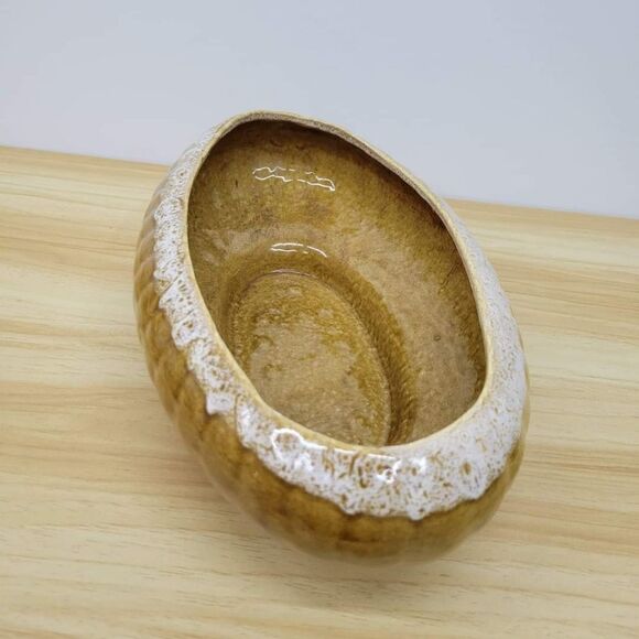 MCM Golden Brown & Cream Drip Glazed Large Planter Pot - Picture 4 of 11